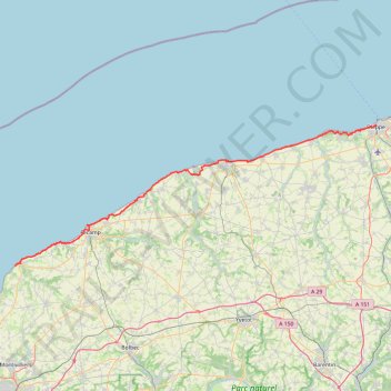 Itinéraire GR21 Dieppe - Etretat_1, distance, dénivelé, altitude, carte, profil, trace GPS