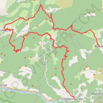 Itinéraire Bairols -Villars sur Var (06), distance, dénivelé, altitude, carte, profil, trace GPS