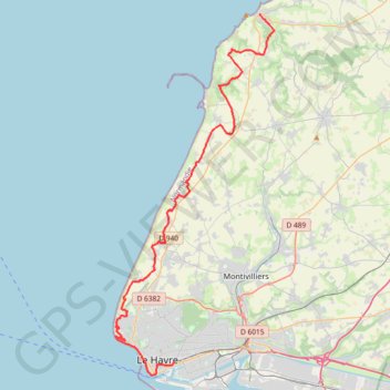 Itinéraire Le Havre / Étretat, distance, dénivelé, altitude, carte, profil, trace GPS