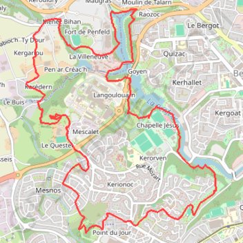 Itinéraire Rives de la Penfield à Brest, distance, dénivelé, altitude, carte, profil, trace GPS