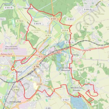 Itinéraire À l'ouest de Chérisy en, distance, dénivelé, altitude, carte, profil, trace GPS