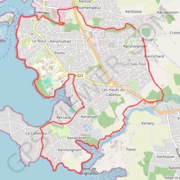 Itinéraire Circuit Lanriec, distance, dénivelé, altitude, carte, profil, trace GPS