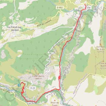 Itinéraire Les gorges du Verdon, distance, dénivelé, altitude, carte, profil, trace GPS
