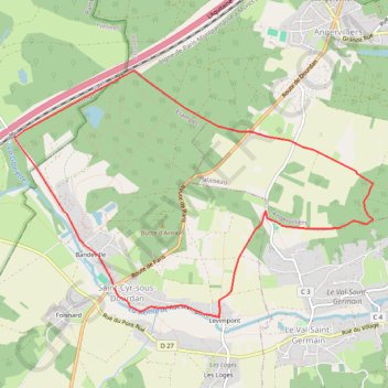 Itinéraire Saint Cyr sous Dourfan boucle nord, distance, dénivelé, altitude, carte, profil, trace GPS