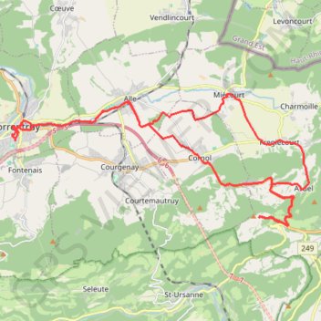 Itinéraire Suisse, montée au dessus de Saint-Ursanne, distance, dénivelé, altitude, carte, profil, trace GPS