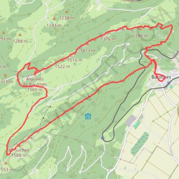 Itinéraire Suchet et Aiguilles de Baulme, distance, dénivelé, altitude, carte, profil, trace GPS