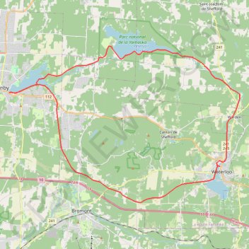 Itinéraire Boucle Granby-Yamaska-Waterloo en vélo, distance, dénivelé, altitude, carte, profil, trace GPS