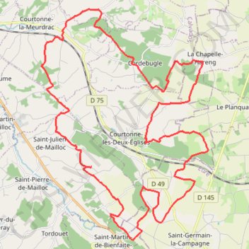 Itinéraire Circuit Courtonnais - Saint-Julien-de-Mailloc, distance, dénivelé, altitude, carte, profil, trace GPS
