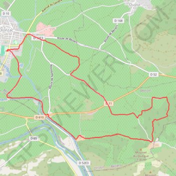 Itinéraire Olonzac la pierre du Tourril, distance, dénivelé, altitude, carte, profil, trace GPS