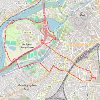 Itinéraire Metz-Sablon - Longeville-lès-Metz, distance, dénivelé, altitude, carte, profil, trace GPS