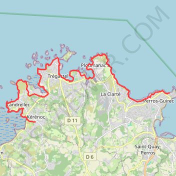 Itinéraire Sentier des douaniers de Perros-Guirec à Kérénoc, distance, dénivelé, altitude, carte, profil, trace GPS