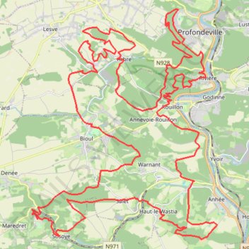 Itinéraire Maredsous Summer Trail 80k, distance, dénivelé, altitude, carte, profil, trace GPS