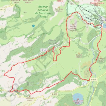 Itinéraire Picherande à super besse, distance, dénivelé, altitude, carte, profil, trace GPS
