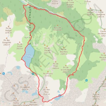 Itinéraire Autour du Pic d'en Beys, distance, dénivelé, altitude, carte, profil, trace GPS