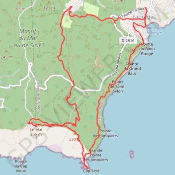Itinéraire Cap Sicié et Forêt de Janas, distance, dénivelé, altitude, carte, profil, trace GPS