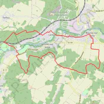 Itinéraire Bouray-sur-Juine Lardy Janville, distance, dénivelé, altitude, carte, profil, trace GPS