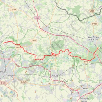 Itinéraire Saint-Amand-les-Eaux - Raimbeaucourt, distance, dénivelé, altitude, carte, profil, trace GPS