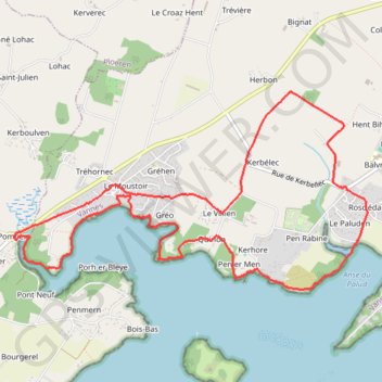 Itinéraire Sentier côtier, distance, dénivelé, altitude, carte, profil, trace GPS