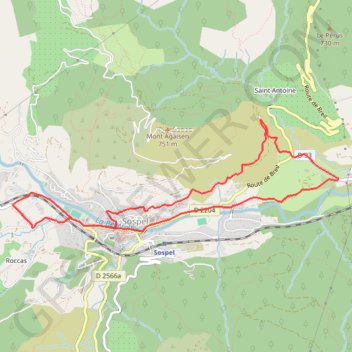 Itinéraire Découverte de Sospel, distance, dénivelé, altitude, carte, profil, trace GPS