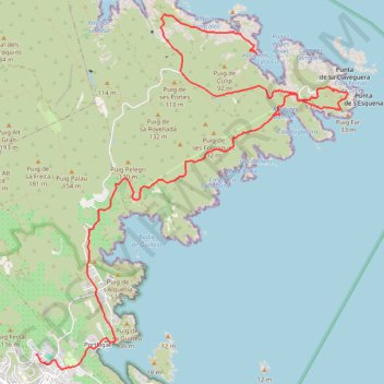 Itinéraire Cadaqués, distance, dénivelé, altitude, carte, profil, trace GPS