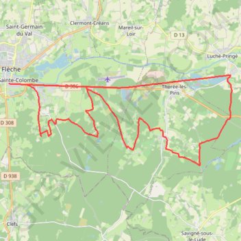 Itinéraire La Flèche - Sud Est, distance, dénivelé, altitude, carte, profil, trace GPS