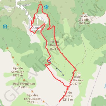 Itinéraire Goulier - Pique d'Endron, distance, dénivelé, altitude, carte, profil, trace GPS