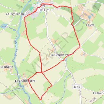 Itinéraire La Chapelle aux Lys - le chemin aux étoiles, distance, dénivelé, altitude, carte, profil, trace GPS