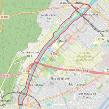 Itinéraire Maisons-Laffitte - Le Pecq - Maisons-Laffitte, distance, dénivelé, altitude, carte, profil, trace GPS