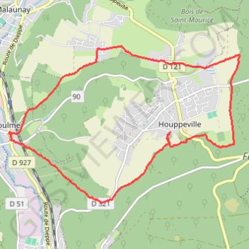 Itinéraire Houppeville, distance, dénivelé, altitude, carte, profil, trace GPS