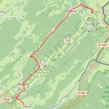 Itinéraire Haut-Jura - Lajoux - Prémanon, distance, dénivelé, altitude, carte, profil, trace GPS