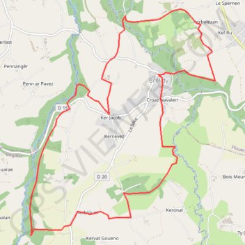 Itinéraire Brelidy, distance, dénivelé, altitude, carte, profil, trace GPS