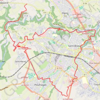 Itinéraire Circuit Saint Brieuc, sur base GR, distance, dénivelé, altitude, carte, profil, trace GPS