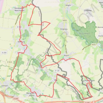 Itinéraire Vallée de l'Aunelle et bornes frontières - Sebourg, distance, dénivelé, altitude, carte, profil, trace GPS