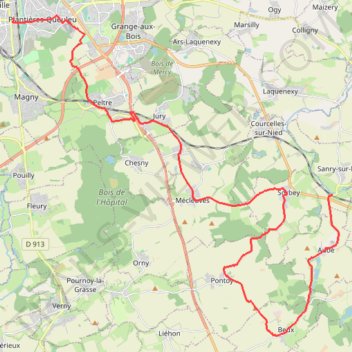 Itinéraire Sanry-sur-Nied - Metz-Sablon, distance, dénivelé, altitude, carte, profil, trace GPS