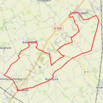 Itinéraire Boucle de Volckerinckhove, distance, dénivelé, altitude, carte, profil, trace GPS