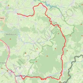 Itinéraire Waimes - St VITH 46 km, distance, dénivelé, altitude, carte, profil, trace GPS