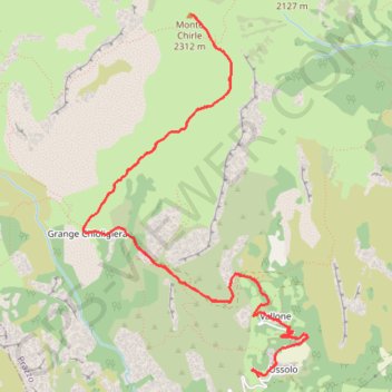 Itinéraire Monte Chirlè, distance, dénivelé, altitude, carte, profil, trace GPS