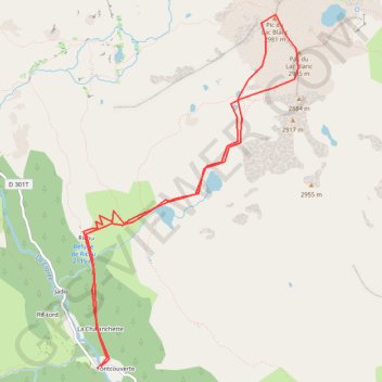 Itinéraire Lacs laramon serpent, pic du lac blanc (névache), distance, dénivelé, altitude, carte, profil, trace GPS