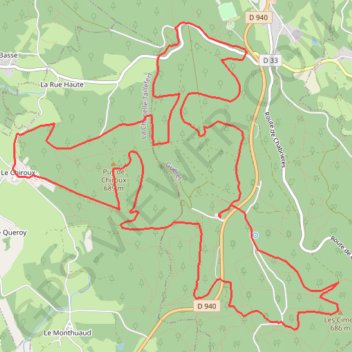 Itinéraire Monts de Guéret - Guéret, distance, dénivelé, altitude, carte, profil, trace GPS