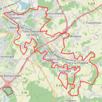 Itinéraire Boucle Voulangis - Esbly - Quincy, distance, dénivelé, altitude, carte, profil, trace GPS
