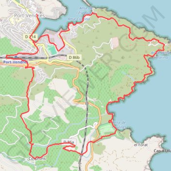 Itinéraire Le sentier des douaniers - Port-Vendres, distance, dénivelé, altitude, carte, profil, trace GPS
