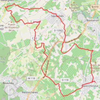 Itinéraire Coteaux de Saussines, distance, dénivelé, altitude, carte, profil, trace GPS