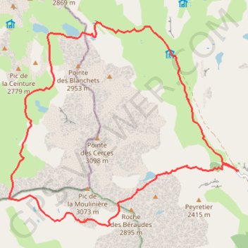 Itinéraire Tour de la Pointe de Cerces, distance, dénivelé, altitude, carte, profil, trace GPS