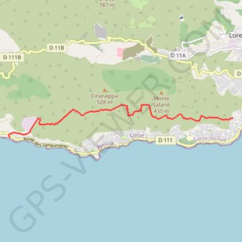 Itinéraire Ajaccio Vignola par le sentier des Crêtes, distance, dénivelé, altitude, carte, profil, trace GPS