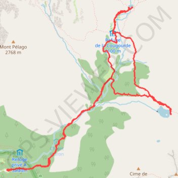 Itinéraire Boréon - Lac de Trécolpas - Refuge de la Cougourde - Lac de Sagnes, distance, dénivelé, altitude, carte, profil, trace GPS