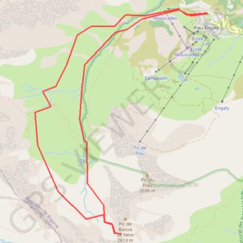 Itinéraire Piau-Engaly Fermentas, distance, dénivelé, altitude, carte, profil, trace GPS