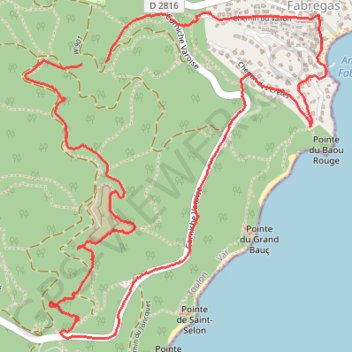 Itinéraire Fabrégas - Batterie du Peyras, distance, dénivelé, altitude, carte, profil, trace GPS