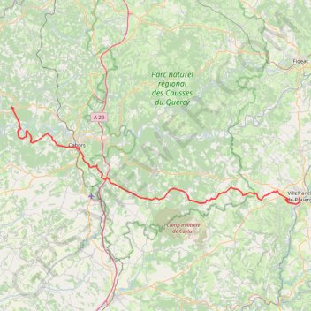 Itinéraire Villefranche -Labastide du vert, distance, dénivelé, altitude, carte, profil, trace GPS