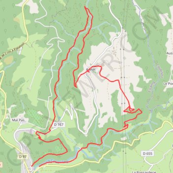Itinéraire Estaing Annat, distance, dénivelé, altitude, carte, profil, trace GPS