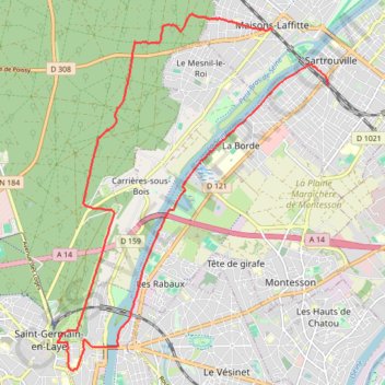 Itinéraire De Sartrouville à Maisons-Laffitte, distance, dénivelé, altitude, carte, profil, trace GPS